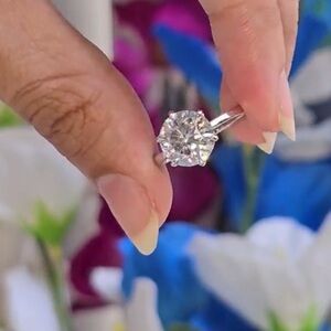 Unique Engagement 4CT Tulip , Cathedral setting ring white gold plated size 8